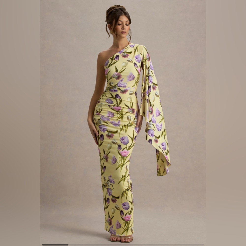 Club L London Clementina One-Shoulder Floral Dress